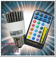 LED RGB Spot-Birne 5W / E27 mit Fernbedienung